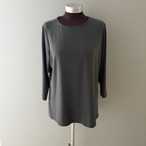 Susan Graver Tunic Shirt Womens Large Gray Modern Essentials Stretch A308219